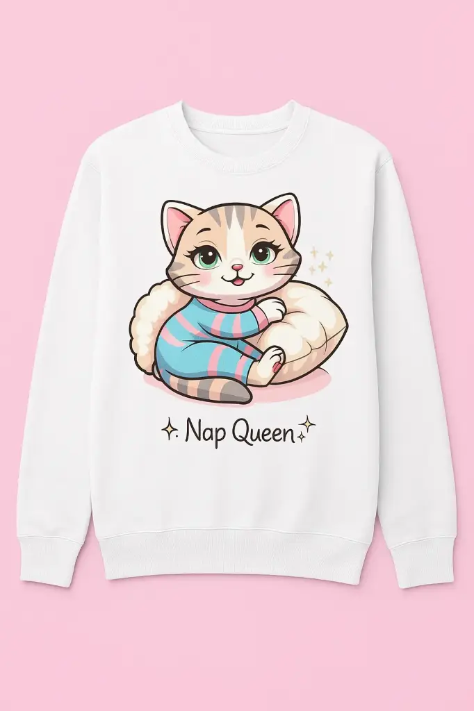 Nap Queen Kitty Sweatshirt design by Day x Dreamer