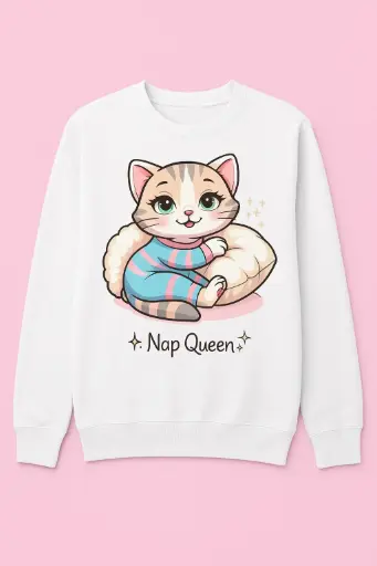 Nap Queen Kitty Sweatshirt design by Day x Dreamer