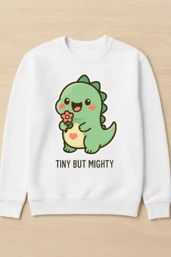 Tiny But Mighty Cute Dino Sweatshirt design by Day x Dreamer 